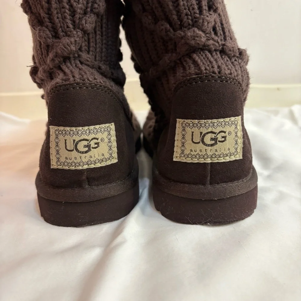 UGG Classic Argyle Knit Boots – Dark Brown